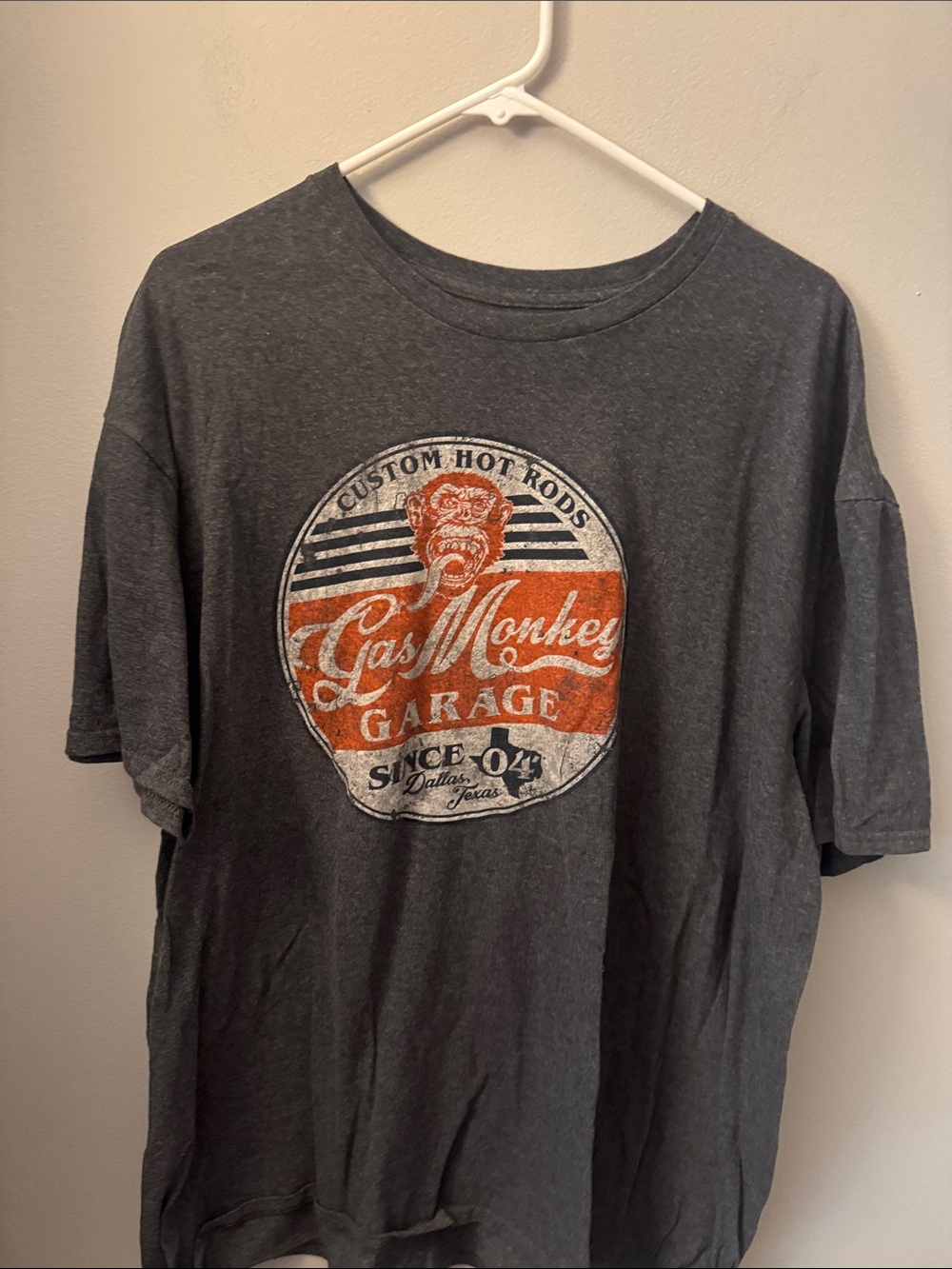 Men's Short Sleeve Graphic Tee - Dark Gray with Orange Logo